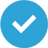 A blue check mark in the middle of a green circle.